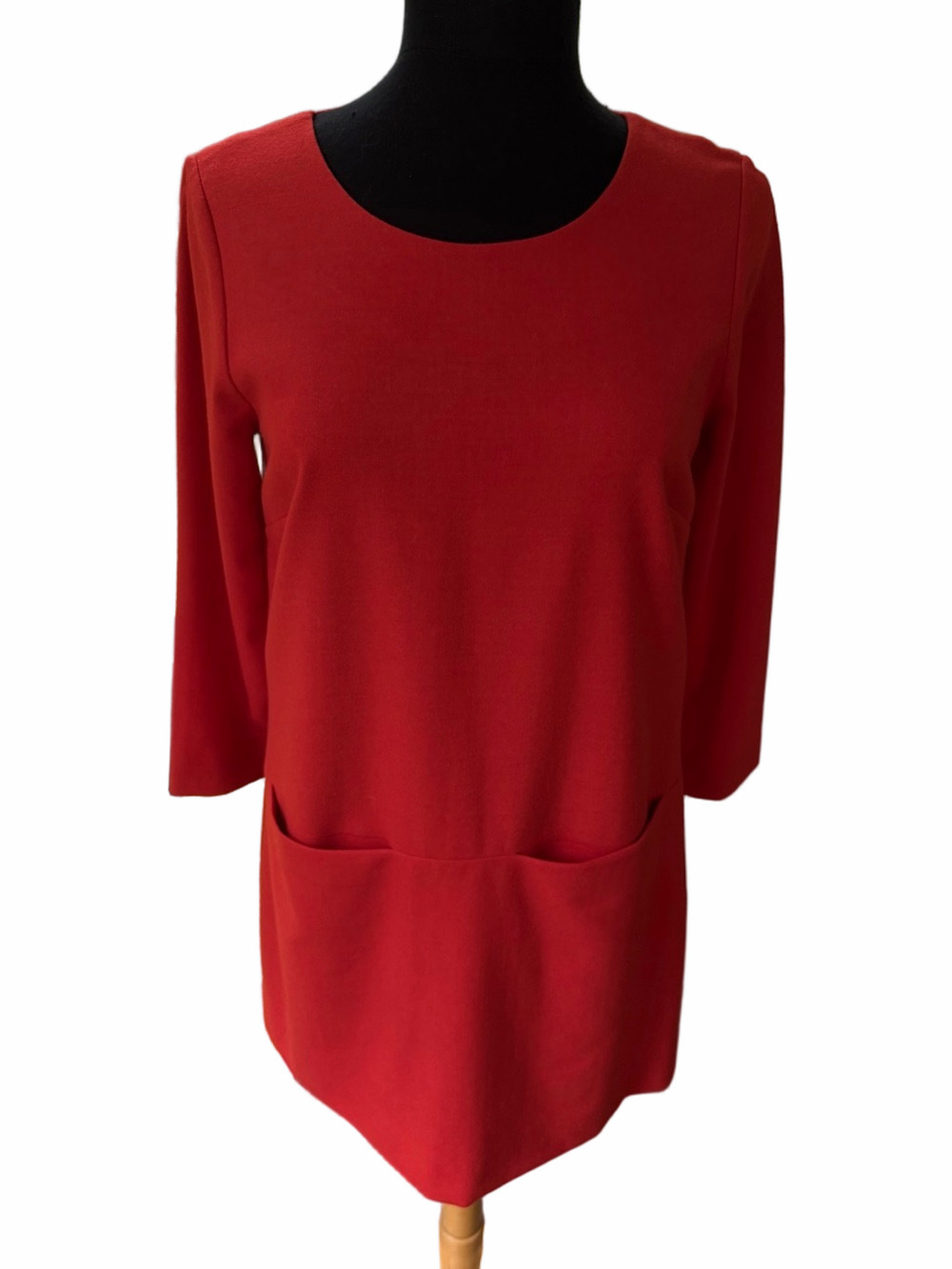 J. Crew Jules Wool Pockets Shift Dress Red 3/4 Length Sleeves Size 6 EUC